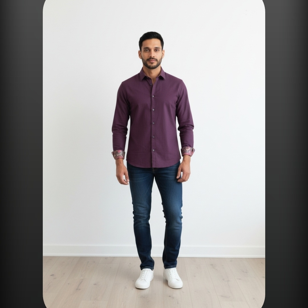 Ted Baker Men's Burgundy Patterned Shirt